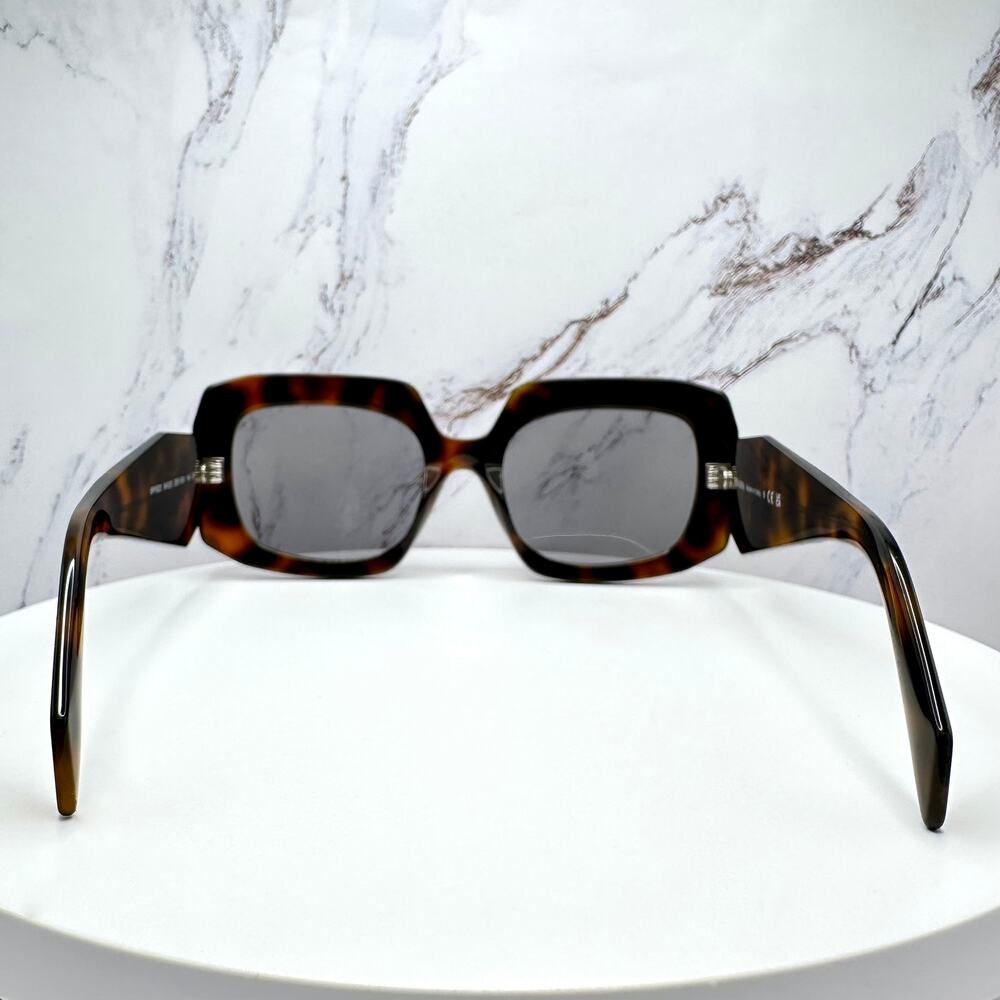 New PRADA Sunglasses Brown Juniper Tortoise Gray Lens Square - Picture 13 of 16